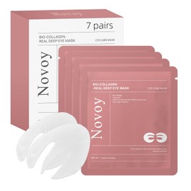Novoy 7 Pairs Bio-Collagen Real Deep Eye Patches - 6-in-1 Retinol Overnight Eye Patches for Dark Circles, Puffiness & Wrinkles | 2% Caffeine+Hyaluronic+Niacinamide, Korean Popular Eye Mask - ROSE