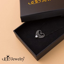 555Jewelry Stainless Steel Two Cats Heart Cubic Zirconia Necklace for Women Girls, Stainless steel, metal, Cubic Zirconia