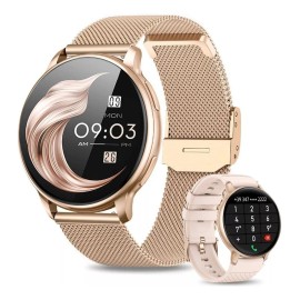 FoxBox- Smartwatch Para Mujer Reloj Inteligente Deportivo BW0608 Android / IOS 1.39" con red móvil caja 1.39manos de aleación dorada, malla dorada de acero inoxidable y bisel dorado de alloy