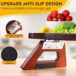 Jolitac Sofa Arm Clip Table, Couch Arm Tray Table Wooden Side Tables for Wide Couches Armrest Table for Eating/Drinks/Snacks/Remote/Control (Brown+Bag)