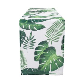 Poise3EHome 14X72 Outdoor/Indoor Table Runner Waterproof Spillproof Rustic for Patios, Farmhouse, Spring, Summer, Palm Leaf