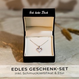 Heart Necklace 925 Silver I Necklace Women's Necklace with Heart Pendant and Zirconia Stones I Real Silver Heart Pendant Real Silver Chain Heart Necklace Small Jewellery Gift for Her Women Wife