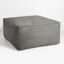 Sorra Home Sunbrella Knife Edge Pouf Cushion - Square, Outdoor Stuffed Plush Ottoman & Foot Rest Stool - Balcony, Patio, Poolside Furniture Accessory - Canvas Charcoal (30" x 30" x 15")