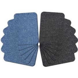 Guokuai 12 Pieces Premium Quality Fabric Iron on Patches for Clothing Repair Jeans Shades of Blue Inside Jeans & Clothing Repair 3" x 4.25" (7.5 cm x 10.5 cm) (Black Blue)
