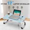 BUYIFY Folding Lap Desk, 23 Inch Portable Wood Blue Laptop