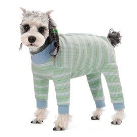 AITOLI Dog Striped Recovery Suit, Puppy After Surgery Onesie for Female Male Dogs, Dogs Cats Long Sleeve Pajamas Bodysuit, Surgery Abdominal Wound Bandages Clothes, Dog Pant for Shedding Skin Disease
