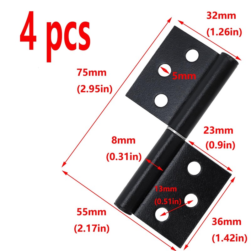 Antrader 3 Inch Lift Off Hinge Flag Hinges,Black Offset Door