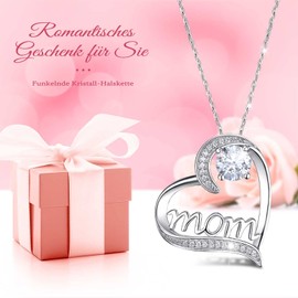 Sunia Mother's Day Gifts for Mum, Eternal Real Rose with Mom Necklace Made of 925 Sterling Silver, Best Mum in the World Gifts, Eternal Rose Flower Infinity Rose Gift Mother's Day Birthday Valentine's