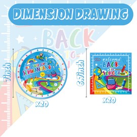 40Pcs Back to School Party Decorations Back to School Disposable Tableware Plates Napkins Party Supplies for Boys Serves 20 Guests
