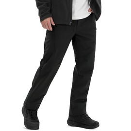 Aicall Men's Snow Ski Softshell Pants Thermal Fleece Lined Windproof Water Repellent Winter Hiking Camping Snowboard Pants with 8 Pockets (BLACK32W32L)