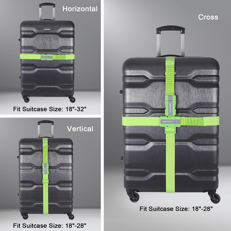 Vigorport Luggage Straps with Stretch Part, Suitcase Belt TSA Approved
