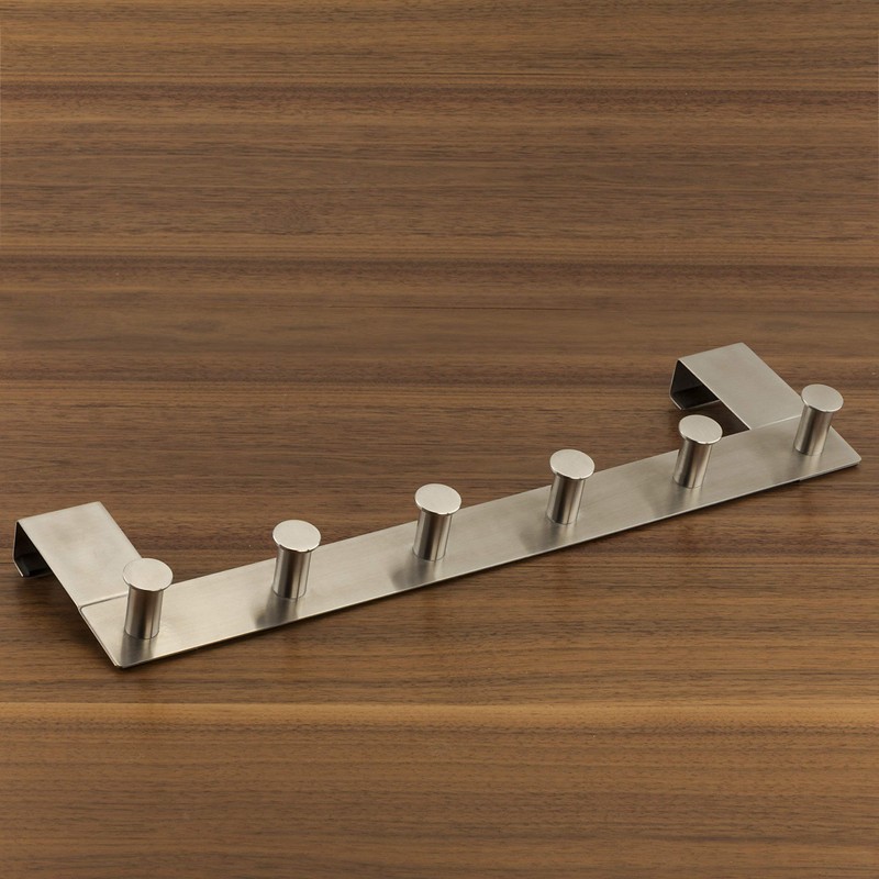 LINEA Over-The-Door Hook Rail with 6 Hooks Real Stainless Steel