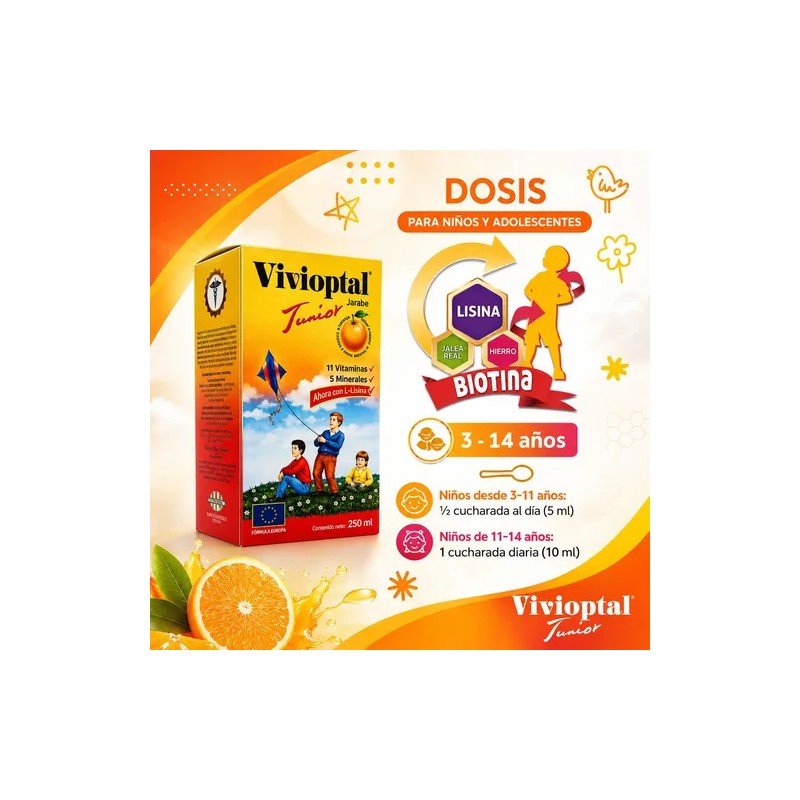 Vivioptal Junior Multivitamínico Para Niños Jarabe 250 Ml