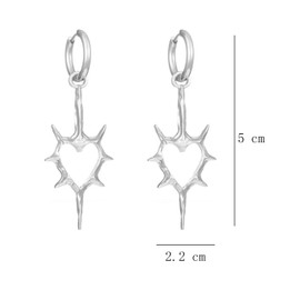 Goth Earrings for Women Silver Hoop Western Punk Dangle Drop Chunky Heart Fun Jewelry Gift (Heart Silver)