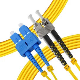 NewYork Cables® 5M OS2 SC to ST Fiber Patch Cable | Single Mode Duplex Corning 9/125 ST to SC Jumper Cord | High Speed SC ST Fiber Optic SMF 5 Meter (16.4ft) | ST-SC Singlemode Network Cable (Yellow)
