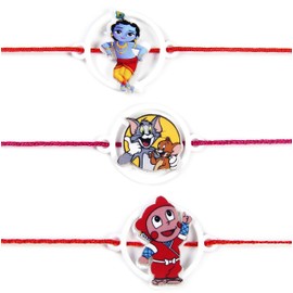 Set of 3 Rakhi for Small Brother | Bal Krishana Rakhi for Small Bhai Bro Rakhi Thread RNJ0040