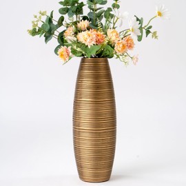 Leewadee - Gold Floor Vase for Pampas Grass, Large Flower Vase for Home Decor, 13 inches, Resin