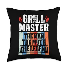 BBQ Smoker Grill Master The Man The Myth The Legend Throw Pillow