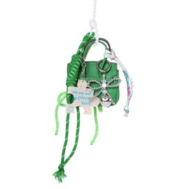 TUTKIMUS Designer-Inspired Cute Mini Leather Bag Charm & Keychain – Detachable Braided Nylon Rope Pendant Purse Charms for Women Handbag Tote & Backpack Accessory Decorative (Green)