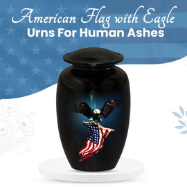 American Flag Eagle Cremation Urns for Human Ashes Adult Male & Female, Patriotic Urns for Funeral Burial Urns Adult Large Upto 200lbs