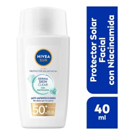 NIVEA SUN Protector Solar Facial Derma Skin Clear Anti-Imperfecciones FPS50 40ml con Niacinamida, previene brotes y no obstruye poros, ideal para...  