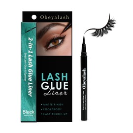 Lash Glue for Strip Lashes,2-in-1 Black Eyelash Glue and Eyeliner,3S Fast Drying-Quick Makeup,48H Waterproof Long Lasting Strong Hold,Gentle Formula,Beginner Friendly by Obeyalash (2ml/0.07fl.Oz)