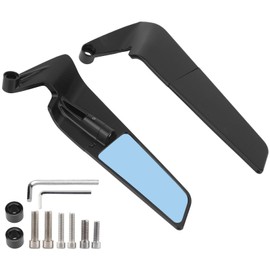 LKV Motorcycle Mirrors - CNC Upgraded Universal 10MM 8MM Stealth Mirrors Rotating Wind Wing Side Rearview Mirror for Yamaha MT07 MT09 Kawasaki Z400 Z650 Z900 Z1000 Duke 390 790 1290