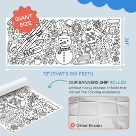 Tiny Expressions Winter Coloring Poster for Kids - Rolled, No Creases 30" x 72" Giant Coloring Table Cloth to Color On - Winter Crafts for Kids