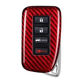 M.JVisun Genuine Carbon Fiber Key Fob Cover for Lexus ES GS GX is LC LS LX NX RC RX UX Smart Car Remote Key Fob Case for Men Women - for 4 Buttons Key Fob - Red