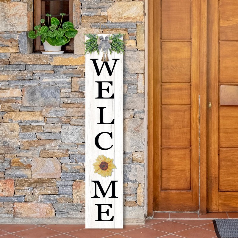 Interchangeable Welcome Sign for Front Porch Standing 47"X8" Outdoor Large