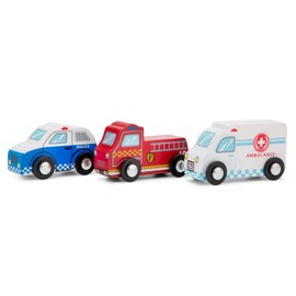 New Classic Toys 11933 3 Wooden Vehicles Set for Toddlers First One Year Old, Children for Age 18 Months, Multi Color, 3 Cars
