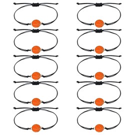 Honbay 10PCS Adjustable Braided Rope Basketball Charms Bracelets Enamel Alloy Basketball Woven Cord Bracelets Inspirational Sports Ball Bracelets for Sport Team Sports Party Favors (A)