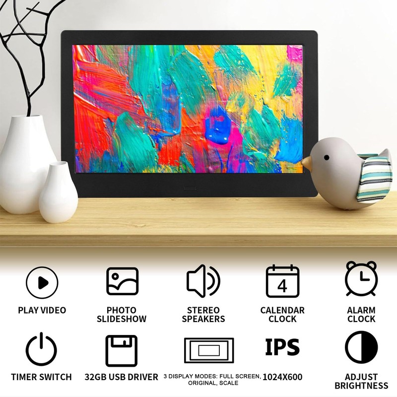 Haipky 7" HD IPS Digital Photo Frame - 1080P Video,