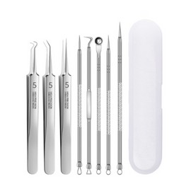 Jung Guk / B150 Extractor Tweezers Set for Skin, Eyebrows, and Nose - 8 Pieces