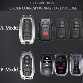 Heavy Metal Key Fob Cover Case Protector for Toyota,Car Key Case Full Protection Key Holder Fit for 2020-2022 Highlander Corolla Prius 2018-2024 RAV4 Camry C-HR Avalon GT86 (A Model-Silver)