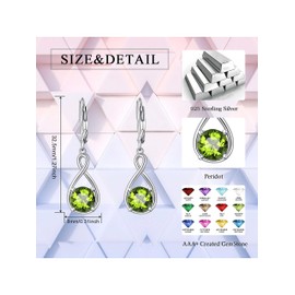 SEIYANG 925 Sterling Silver Earrings Created Peridot Dangle Drop Earrings August Birthstone Earrings for Women Girls