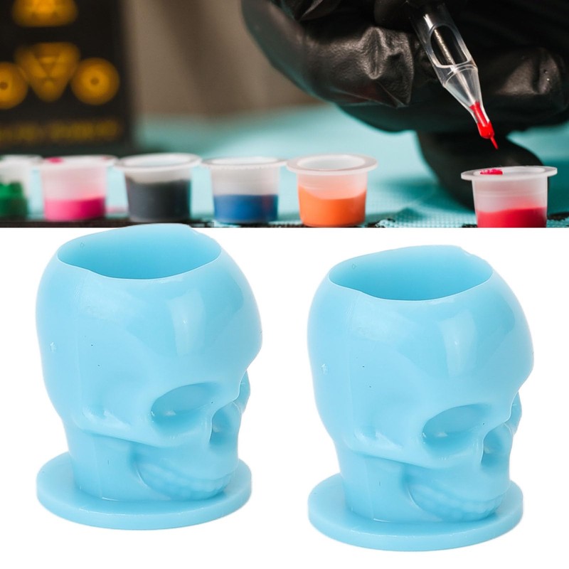 Skull Tattoo Ink Caps, 200 Pieces Disposable Plastic Skull Tattoo