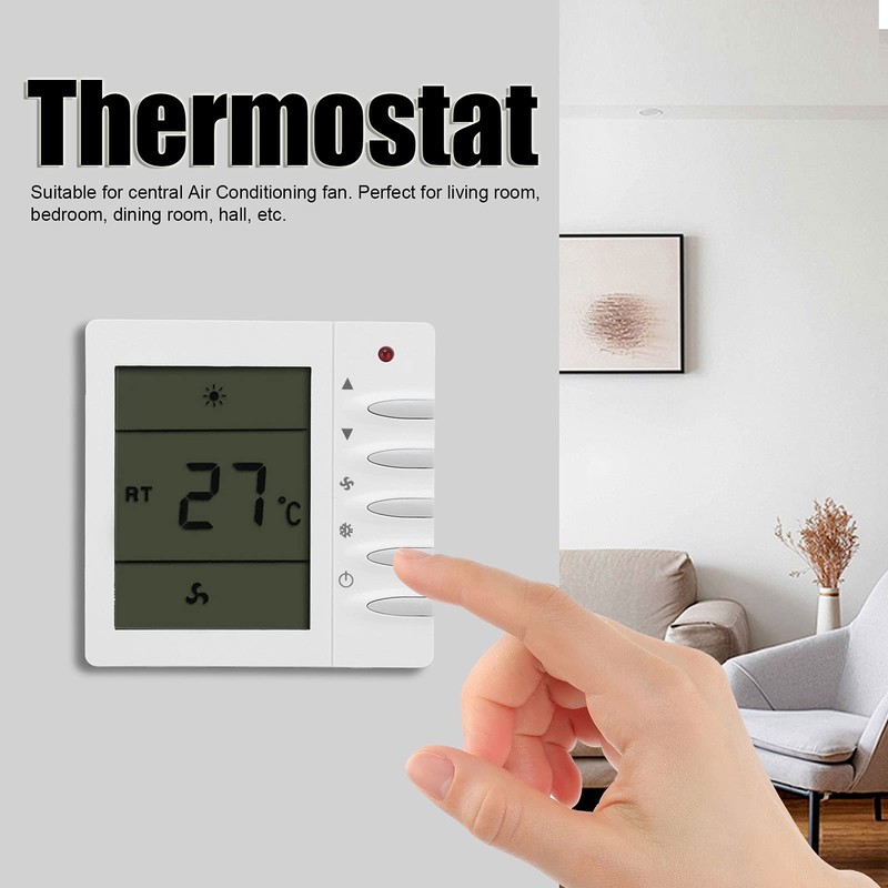 Thermostat, Manual Buttons Air Conditioning Thermostat LCD Screen Display Easy