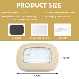 FSTURIOS Car Interior Ceiling Roof Light, Magnetic Wireless Dome Map Lamp 10 LEDs Bright Reading Lights, Universal USB Rechargeable Dome Light Fixture for RV Camper Trailer Boat (Beige)