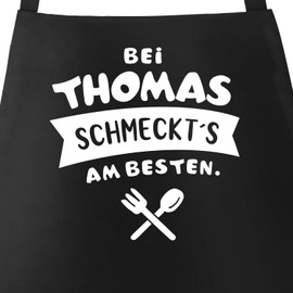 MoonWorks® Cooking Apron with (style_variation) schmeckts am besten BBQ Apron with Saying Apron Kitchen Apron Cotton, Tastes black