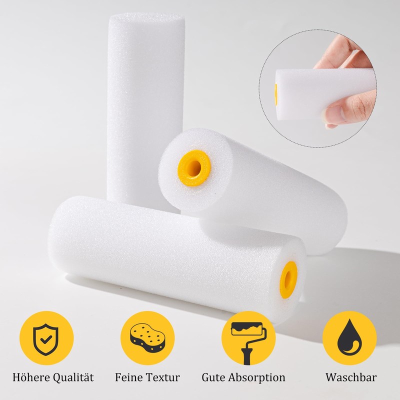 Mister Rui 20 x Paint Roller, 11 cm Foam Roller,