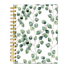 iampanda Spiral Journal Notebook,Floral Design Strong TwinWire Binding with Premium Paper for Girl Women,60 Sheets A5 College Ruled NotebookJournal,Perfect for School Office Home Gifts,Green Leaves