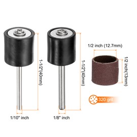 HARFINGTON 3pcs Sanding Drums Sleeves Set 1/2 Inch Grit 320 Sanding Sandpaper with Mandrel Rotary Tool Mini Sanding Drum Kit for Metal Jewelry Wood Fine Processing Polishing
