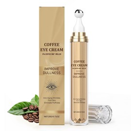 Eye Cream for Dark Circles - Caffeine & Hyaluronic Acid Serum, Reduces Puffiness, Eye Bags & Wrinkles with 360° Massage Ball, Anti-Aging Care, 20ML