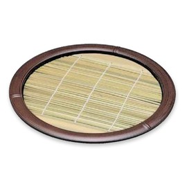J-kitchens Soba Soba, Round Bamboo Plate, Soot Bamboo, Break-resistant, Resin, Diameter 9.4 x 1.0 inches (24 x 2.6 cm), Made in Japan