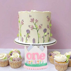 CORNER LACE Wildflower 1st Birthday Hat - Glitter Crown, Wild Flower First Birthday Decoration for Baby Girls Pink, One Year Old Floral Theme Party Supplies Favors