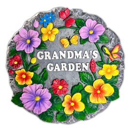 OrnamentallyYou Elegant Resin Stepping Stone, Outdoor Garden Pathway Decoration (Grandma’s Garden Floral Stepping Stone, 9.5" Decorative Outdoor Decoration)