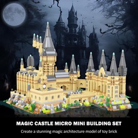 PQKIE Magic Castle Micro Mini Building Set, 2929 Pcs Magic House Model Building Toys, STEM Creative Magic World Office and Home Decor Bricks Kits, Christmas Birthday Gift for Adults Teens Kids 14+