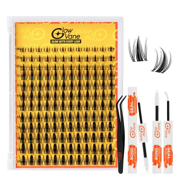 Lashes Individual Clusters Kit, Glowvane Manga Individual Eyelashes,Reusable Cluster Lashes