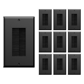 VCE Brush Wall Plate, Cable Pass Through Insert for Wires, Black, 10-Pack